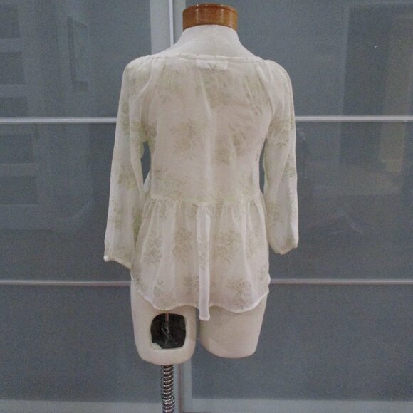 Abercrombie & Fitch 3/4 Sleeve Sheer Peasant Blouse - Picture 3 of 5